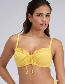 Amalfi Broderie Wired Tie Front Bikini Top (B-G)