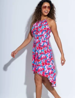 Amber Gold Chain High Neck Woven Beach Dress