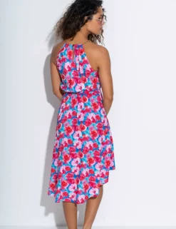 Amber Gold Chain High Neck Woven Beach Dress