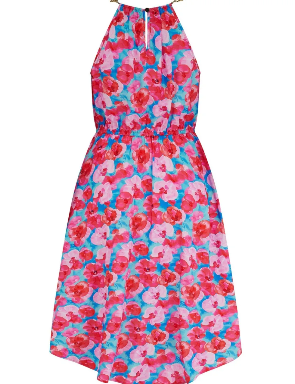 Amber Gold Chain High Neck Woven Beach Dress