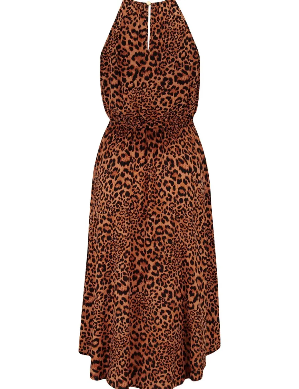 Amber Gold Chain High Neck Woven Beach Dress