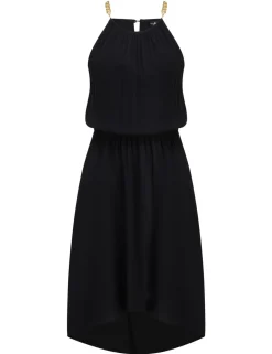 Amber Gold Chain High Neck Beach Dress