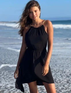 Amber Gold Chain High Neck Beach Dress
