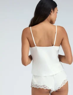 Amelia Satin Lace Trim Cami Shortie Set