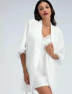 Amelia Satin Lace Trim Robe