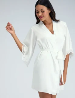 Amelia Satin Lace Trim Robe