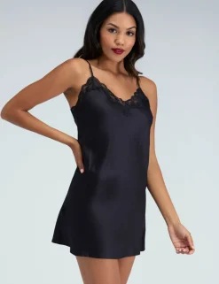 Amelia Satin Strappy Lace Trim Chemise