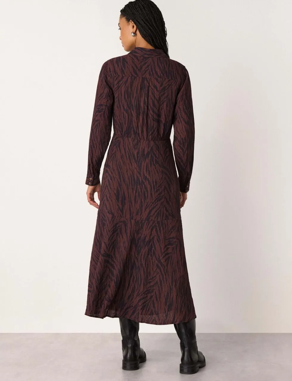 Animal Print Button Through Midi Shirt Dress