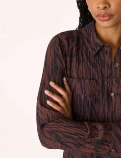 Animal Print Button Through Midi Shirt Dress
