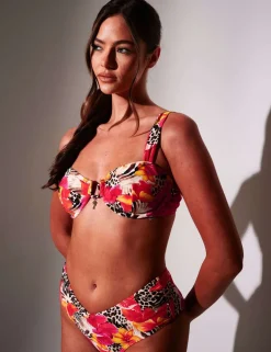 Animal Print Floral High Leg Bikini Bottoms