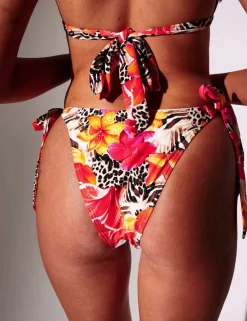 Animal Print Floral High Leg Bikini Bottoms