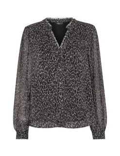 Animal Print Frill Detail Blouse