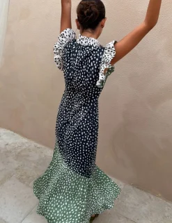Animal Print High Neck Maxi Skater Dress