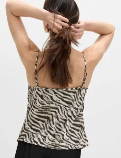 Animal Print Lace Detail Cami Top