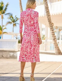 Animal Print Midi Shirt Dress