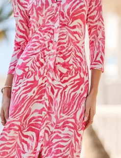 Animal Print Midi Shirt Dress