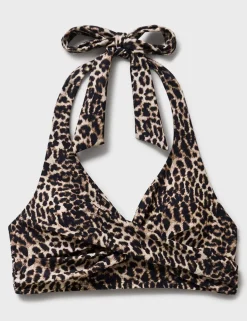 Animal Print Padded Plunge Bikini Top
