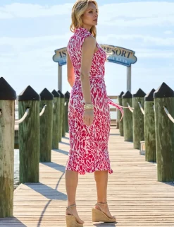 Animal Print Ruched Midi Shirt Dress