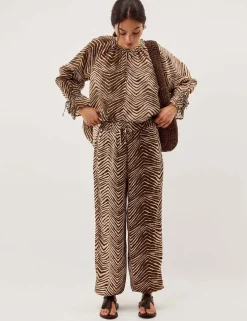 Animal Print Straight Leg Trousers