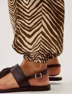 Animal Print Straight Leg Trousers
