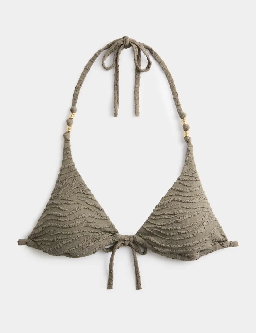 Animal Print Textured Triangle Bikini Top