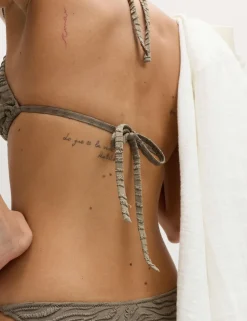 Animal Print Textured Triangle Bikini Top