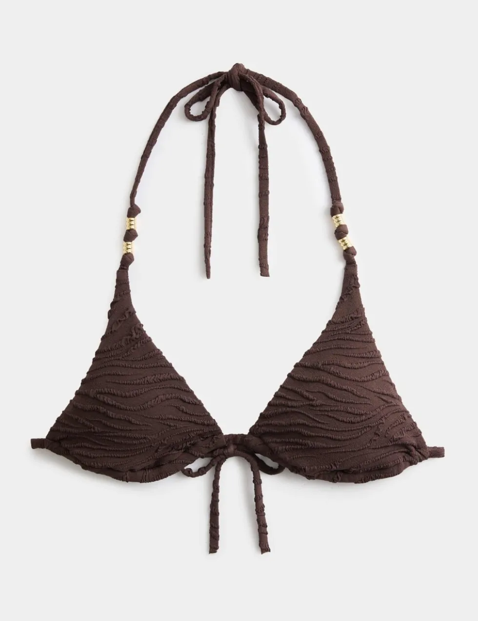 Animal Print Textured Triangle Bikini Top