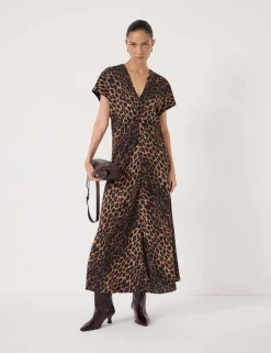 Animal Print V-Neck Maxi Tea Dress