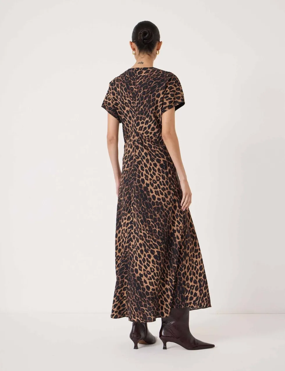 Animal Print V-Neck Maxi Tea Dress