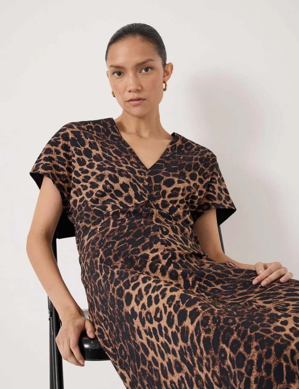 Animal Print V-Neck Maxi Tea Dress