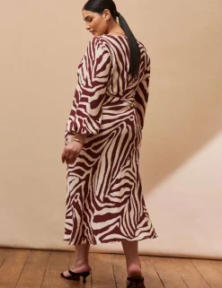 Animal Print V-Neck Midi Tea Dress