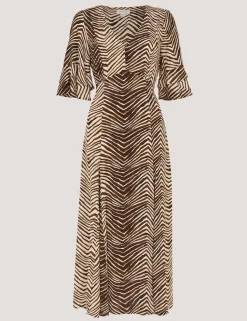Animal Print V-Neck Midi Tea Dress