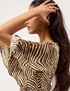 Animal Print V-Neck Midi Tea Dress