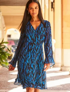 Animal Print V-Neck Mini Wrap Dress