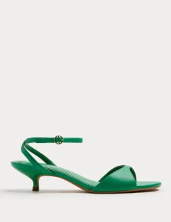 Ankle Strap Kitten Heel Peep Toe Sandals
