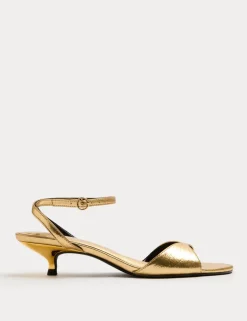 Ankle Strap Kitten Heel Peep Toe Sandals
