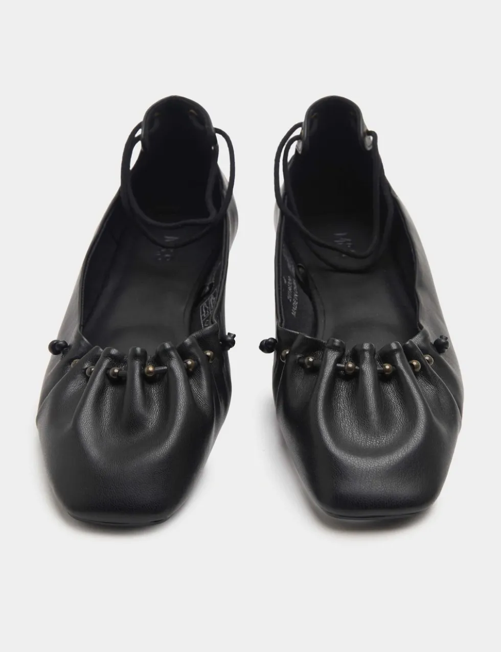 Ankle Tie Up Bead Detail Flat Ballet Pumps