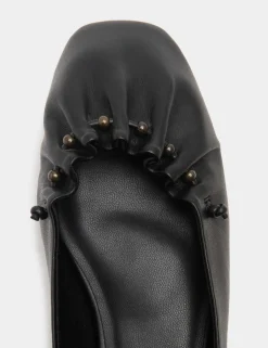Ankle Tie Up Bead Detail Flat Ballet Pumps