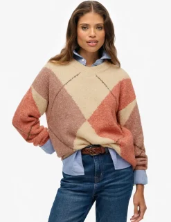 Argyle V-Neck Oversized Jumper