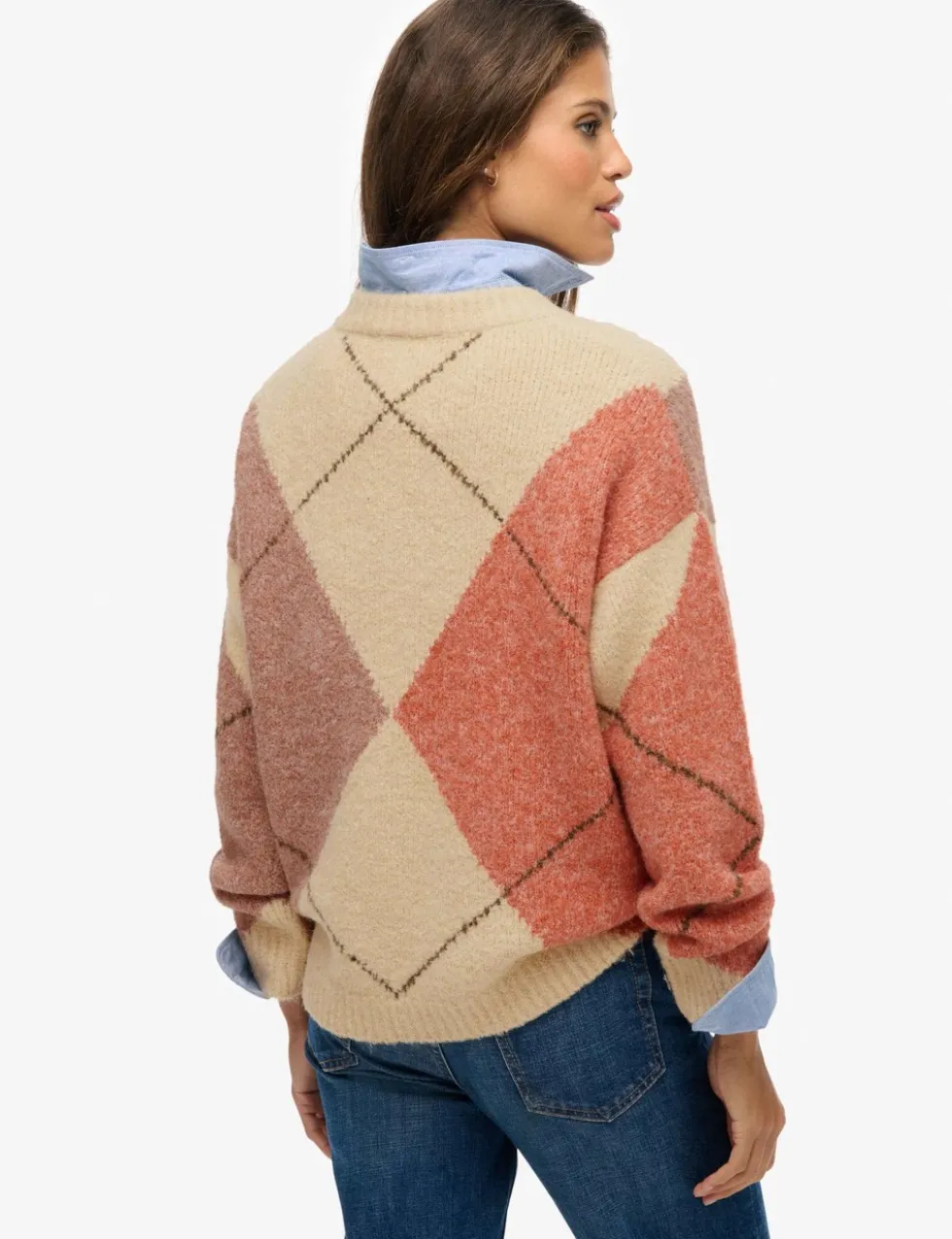 Argyle V-Neck Oversized Jumper