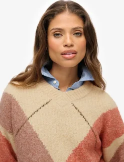 Argyle V-Neck Oversized Jumper