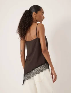 Asymmetric Lace Trim Cami Top