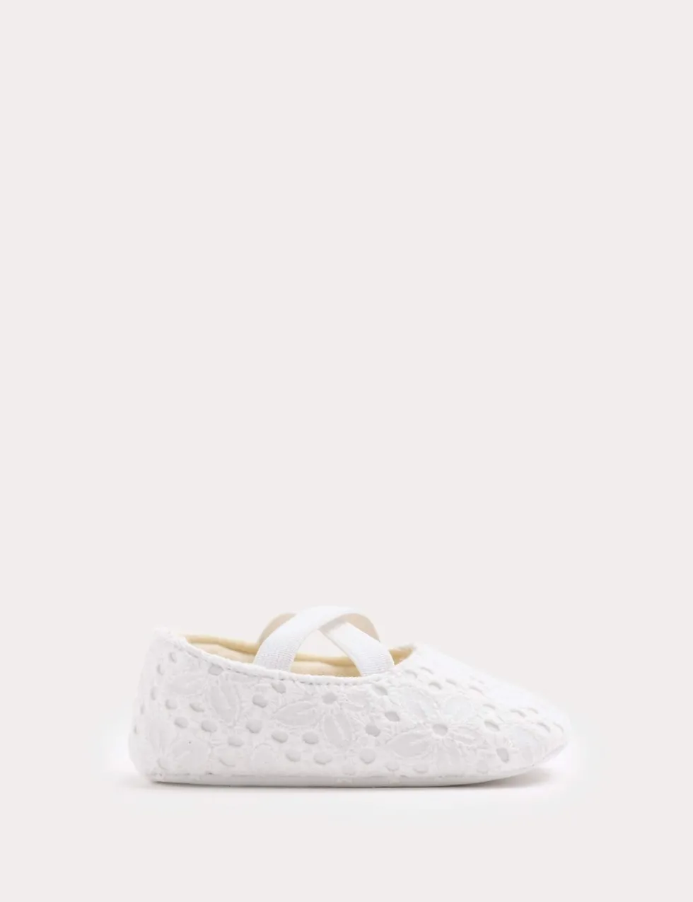 Baby Broderie Ballet Pram Shoes (0-18 Mths)