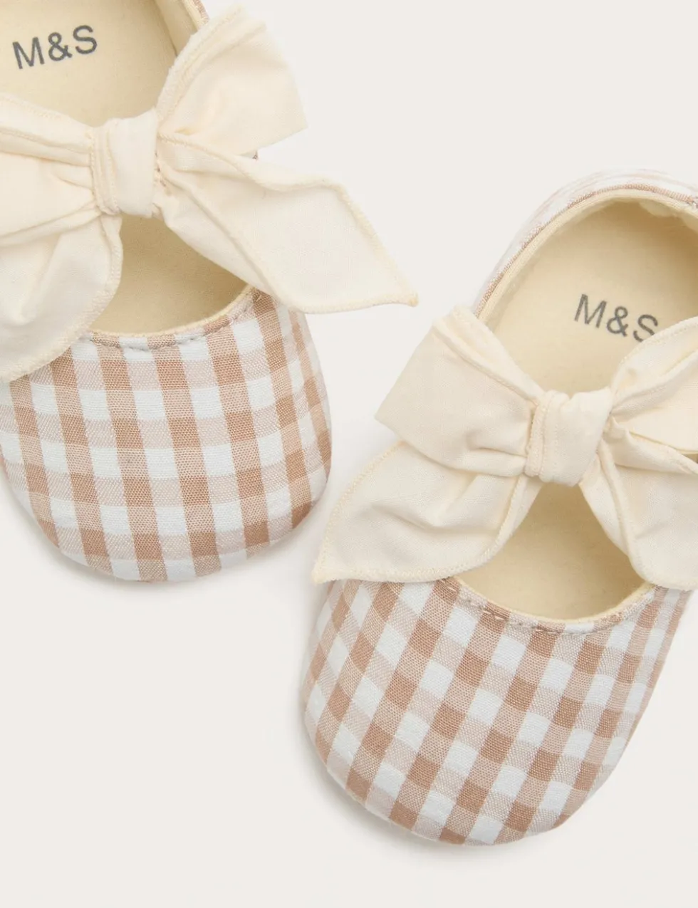 Baby Check Bow Pram Shoes (0-18 Mths)