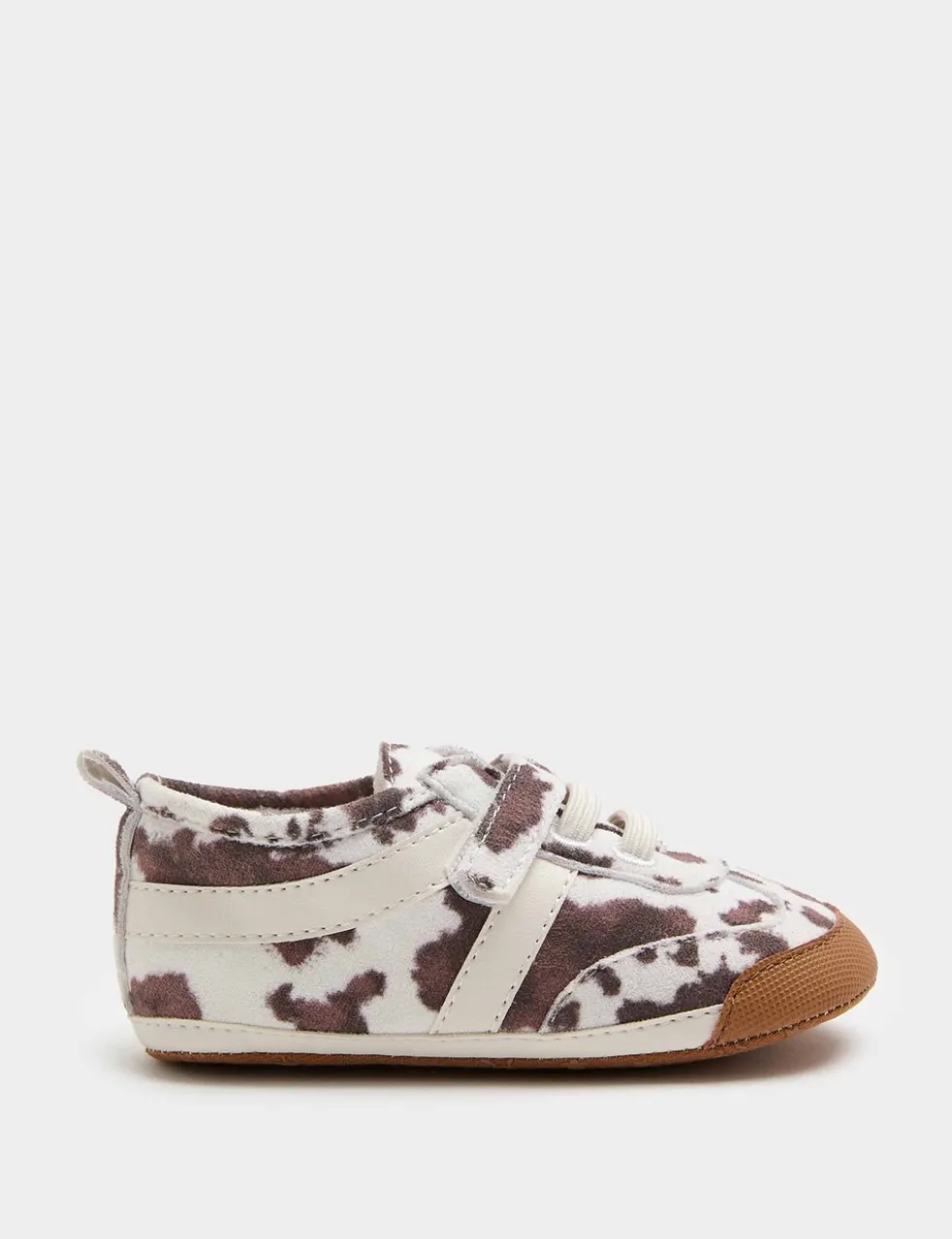 Baby Cow Print Riptape Pram Trainers (0-18 Mths)