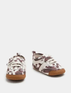 Baby Cow Print Riptape Pram Trainers (0-18 Mths)