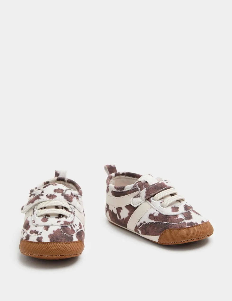 Baby Cow Print Riptape Pram Trainers (0-18 Mths)