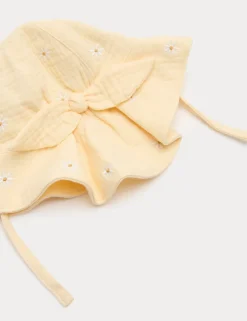 Baby Flower Embroidered Sun Hat (0-3 Yrs)
