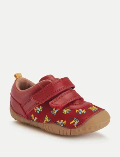 Baby Leather Digger Riptape Pram Shoes (3 Small - 5 Small)
