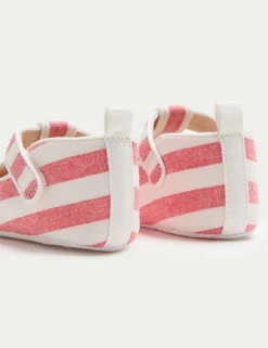 Baby Stripe T-Bar Pram Shoes (0-18 Mths)